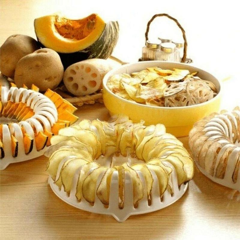 Microwave Fat Chips Maker Fruit Potato Chip Crisp DIY Slicer Snack Kitchen Tray Color Tool Maker Set Random M5U5