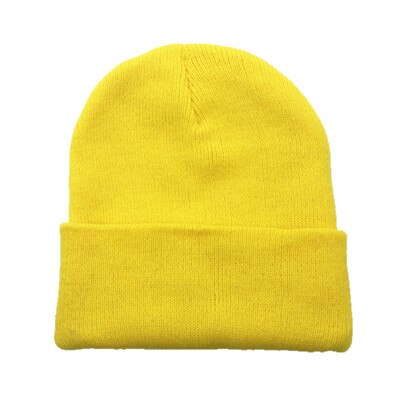 Bonnet unisexe solide | Mélange de laine, bonnet unisexe, bonnet d'automne et d'hiver, casquette tricotée chaude pour hommes et femmes, chapeaux Gorro bonnets de Ski: Light Yellow