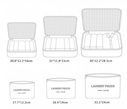 Nylon emballage Cube système de sac de voyage résistant 6 pièces un ensemble grande capacité de vêtements unisexe tri organiser sac