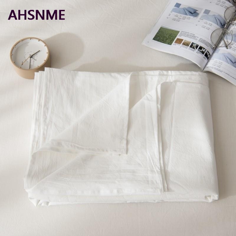 Ahsnme 100% Katoenen Lakens Speciale Rimpel Ambachtelijke Super Zacht Zuiver Wit Cool Zomer Eenvoudige Platte Lakens 160x24 0/240x25 0/245x270cm