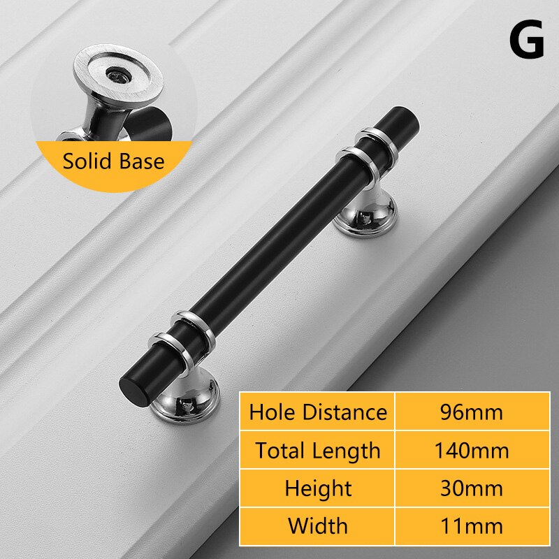 Black Gold Door Handles Kitchen Cabinet Handles Solid Drawer Knobs Modern Aluminum Alloy Furniture Handle Hardware: G