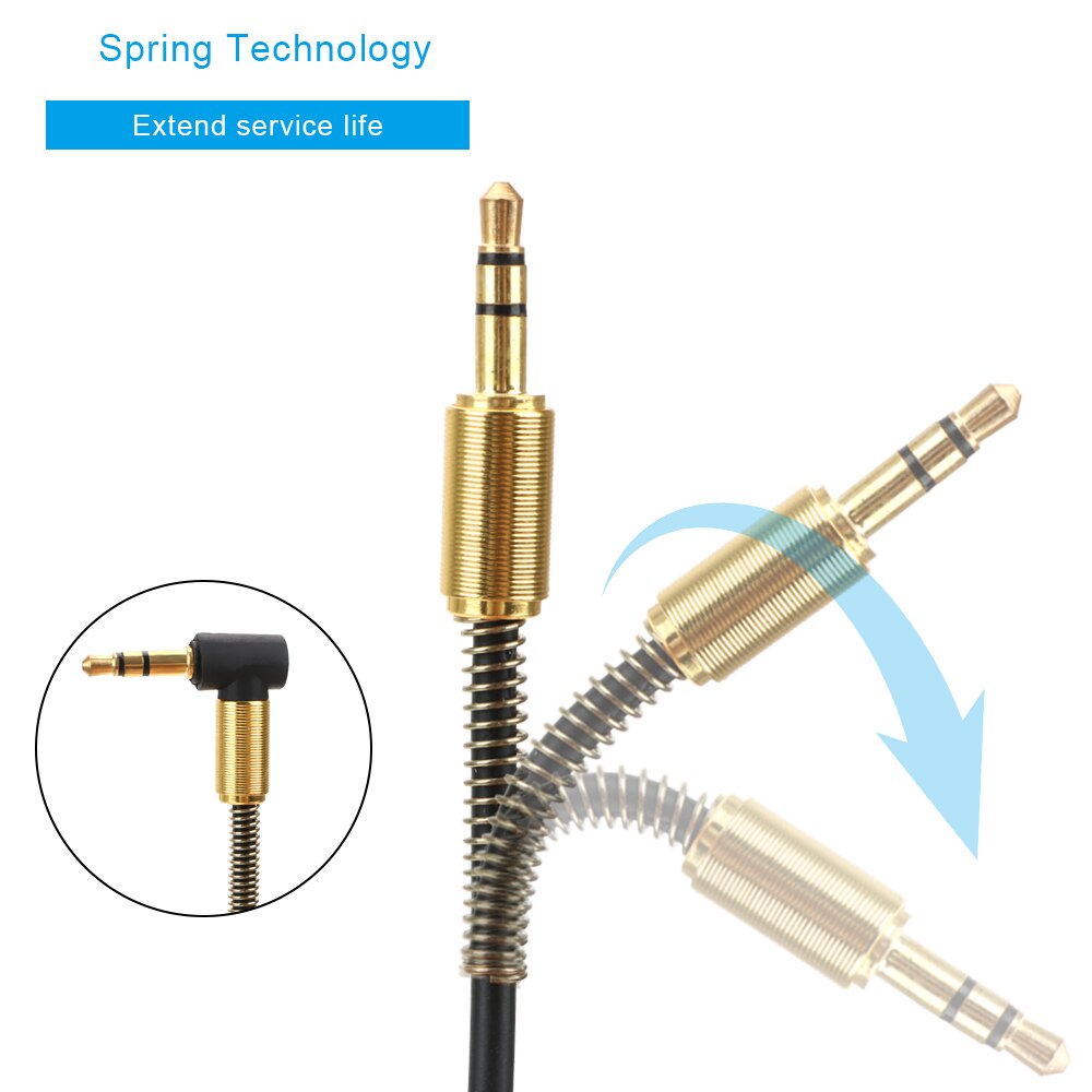 Male-Male AUX Cable Spring Audio Cable Headphone Beats Speaker 3.5MM Audio Cable Car Stereo AUX Cord Auto Accessories Universal