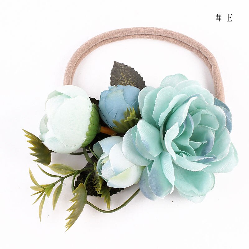 Diadema de flores hecha a mano bebé verano estilo recién nacído diadema, corona de flores niños a juego guirnalda accesorios de bandas para el cabello: 5