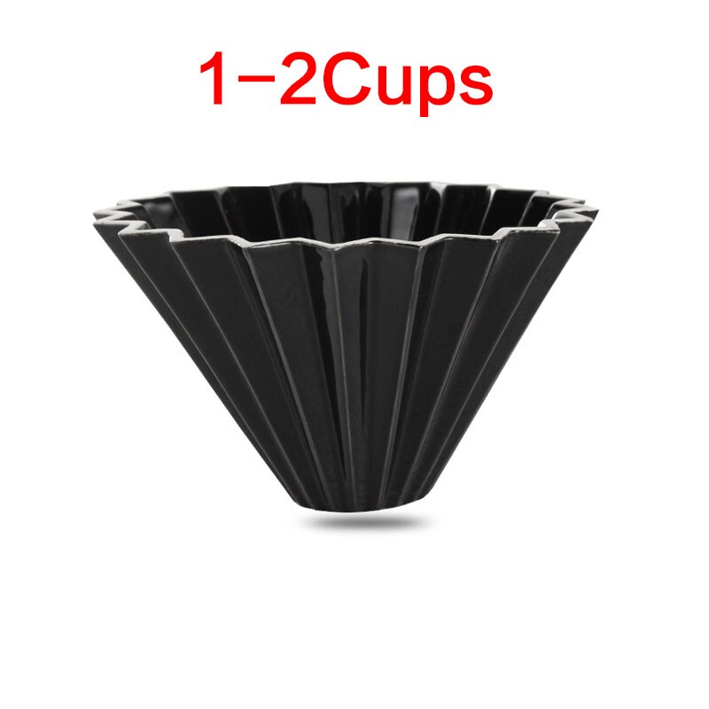 Ceramic Coffee Dripper 1-2Cups 1-4Cups Engine Style Coffee Drip Filter Cup Permanent Pour Over Coffee Maker: 1-2 Cups Black