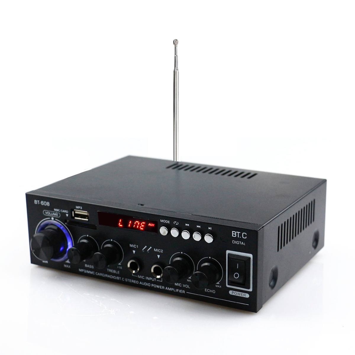 800W HIFI 2CH Car Audio Power Amplifier Home Theater Surround Sound System Mini Digital Sound Amplifier LED FM USB Bluetooth: 220V