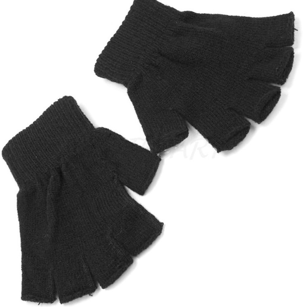 1Pair Elastic Stretch Knit Warm Half Finger Gloves thermal Warm Half Finger Fingerless Gloves Mitten Gloves Without Mitten: Default Title