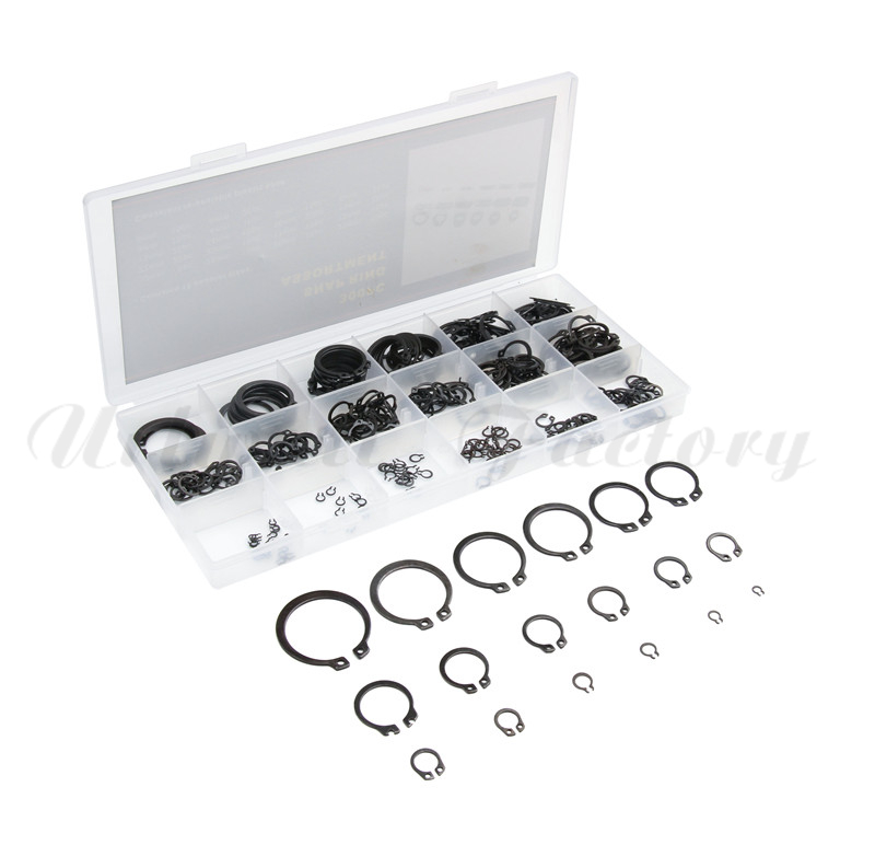 18 Sizes Metal Circlip 300Pcs/Set O-Ring Washer Seals Internal &amp; External Snap Retaining Ring Circlip M3-M32 Assortment Kit