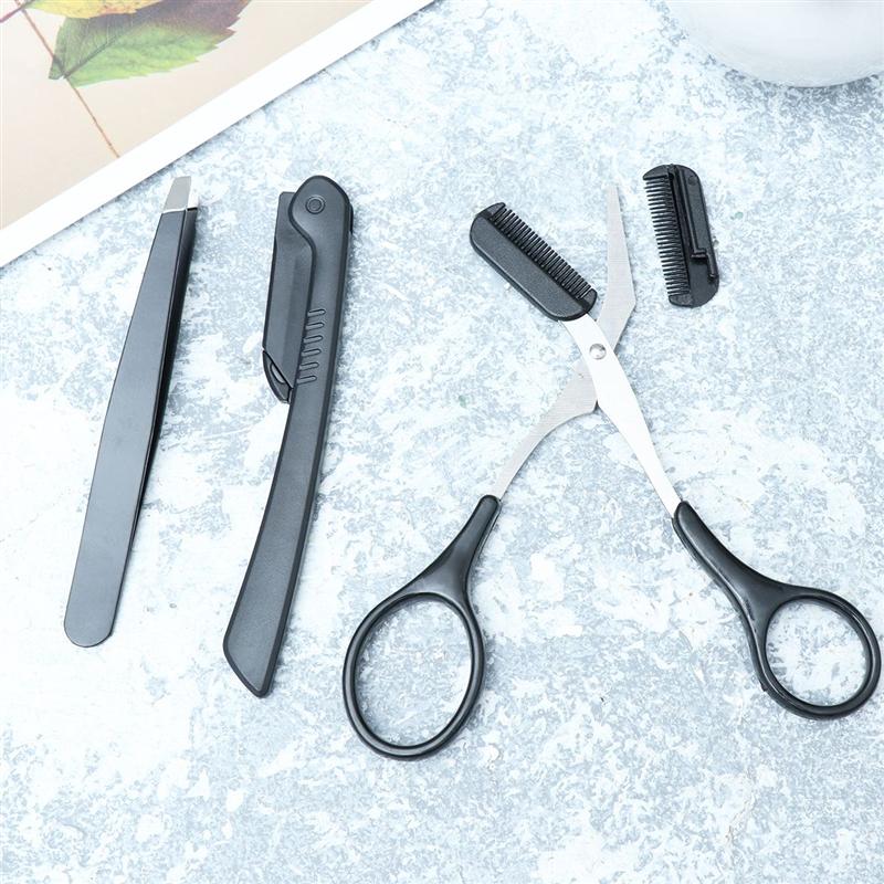 3PCS Eyebrow Trimming Tool Portable Practical Stainless Steel Durable Eyebrow Trimming Set Eyebrow Grooming Kit