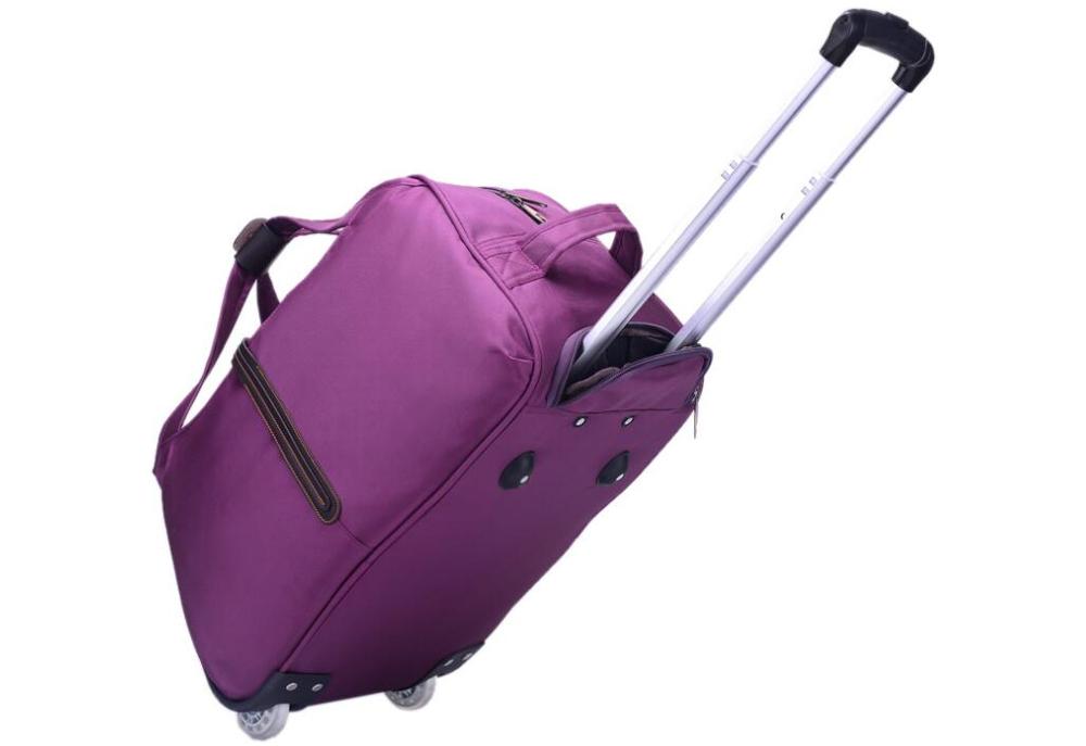 Rejse bagage taske på rullende bagage taske hjul trolley taske rejse boarding taske med hjul rejse kabine bagage kuffert: 22 tommer lilla