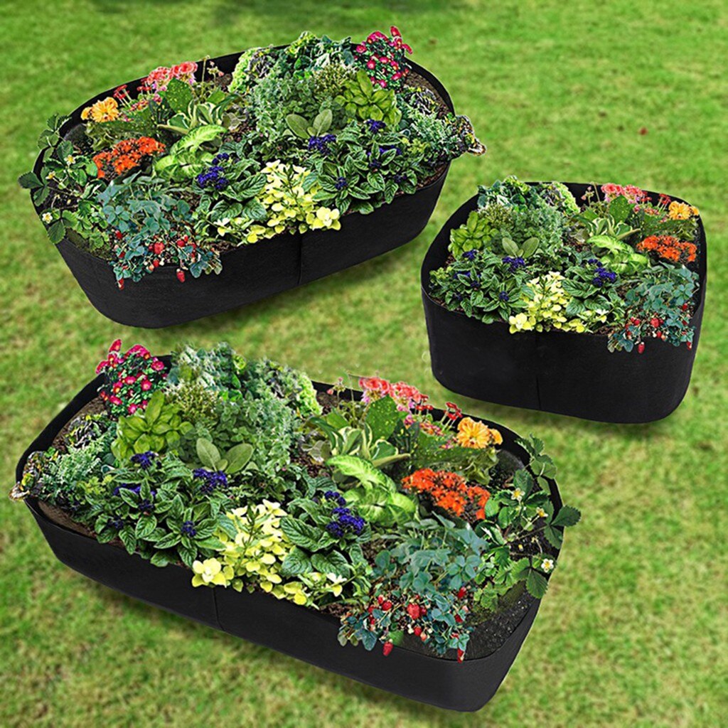 1 Pcs Stof Bloem Grow Bag Groente Planten Tas Verhoogde Tuin Bed Vierkante Tuin Planter Pot Met Handvatten Voor Planten bloem