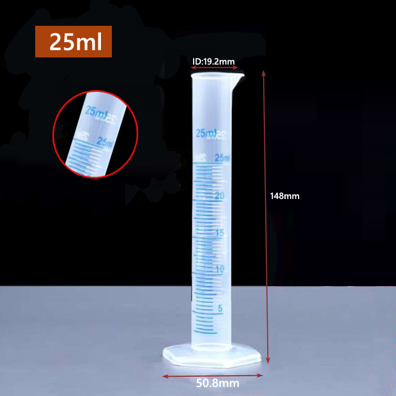 Cilindro graduado de plástico de medición transparente, herramienta de laboratorio de tubo de prueba de plástico, 10/ 25/ 50/ 100 /250 /500 /1000ml, 1 Uds.: Morado
