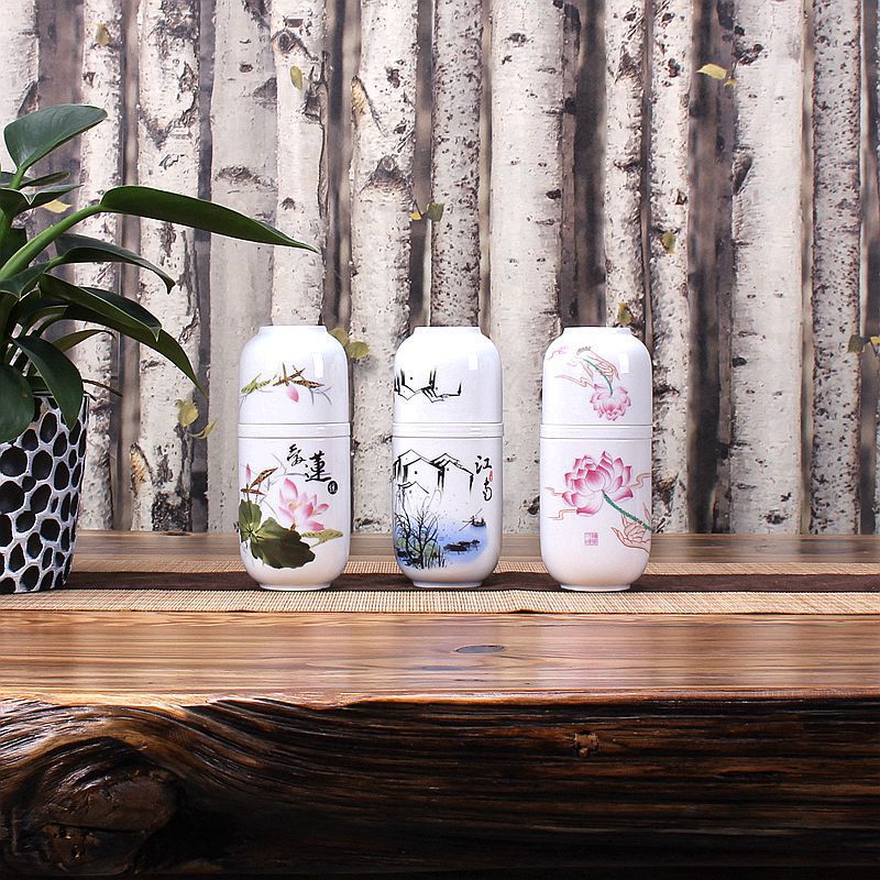 Portable Travel Tea Set Ceramic cup Porcelain inclue 1pot 2cups, gaiwan Concentric Cup Office Home Quick Cup easy teapot kettle