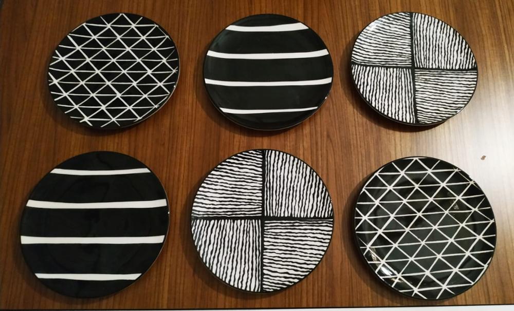 dinner plates black ceramic set white appetizer dinnerware dishes salad small plate steak appetizer plates