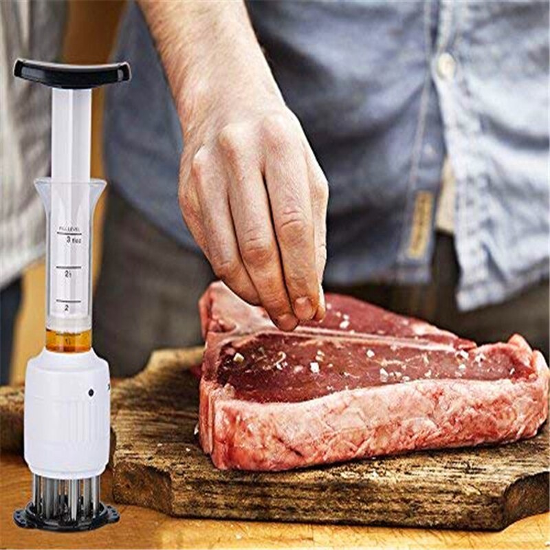 2-in-1 Meat Tenderizer Marinade Injector BBQ Meat Steak Beef Sauce Tenderizer with Stainless Steel Needle
