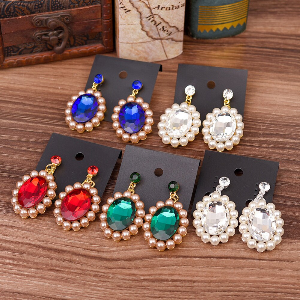 Barroco feminino strass falso pérola coroa tiara brincos conjunto de jóias de casamento