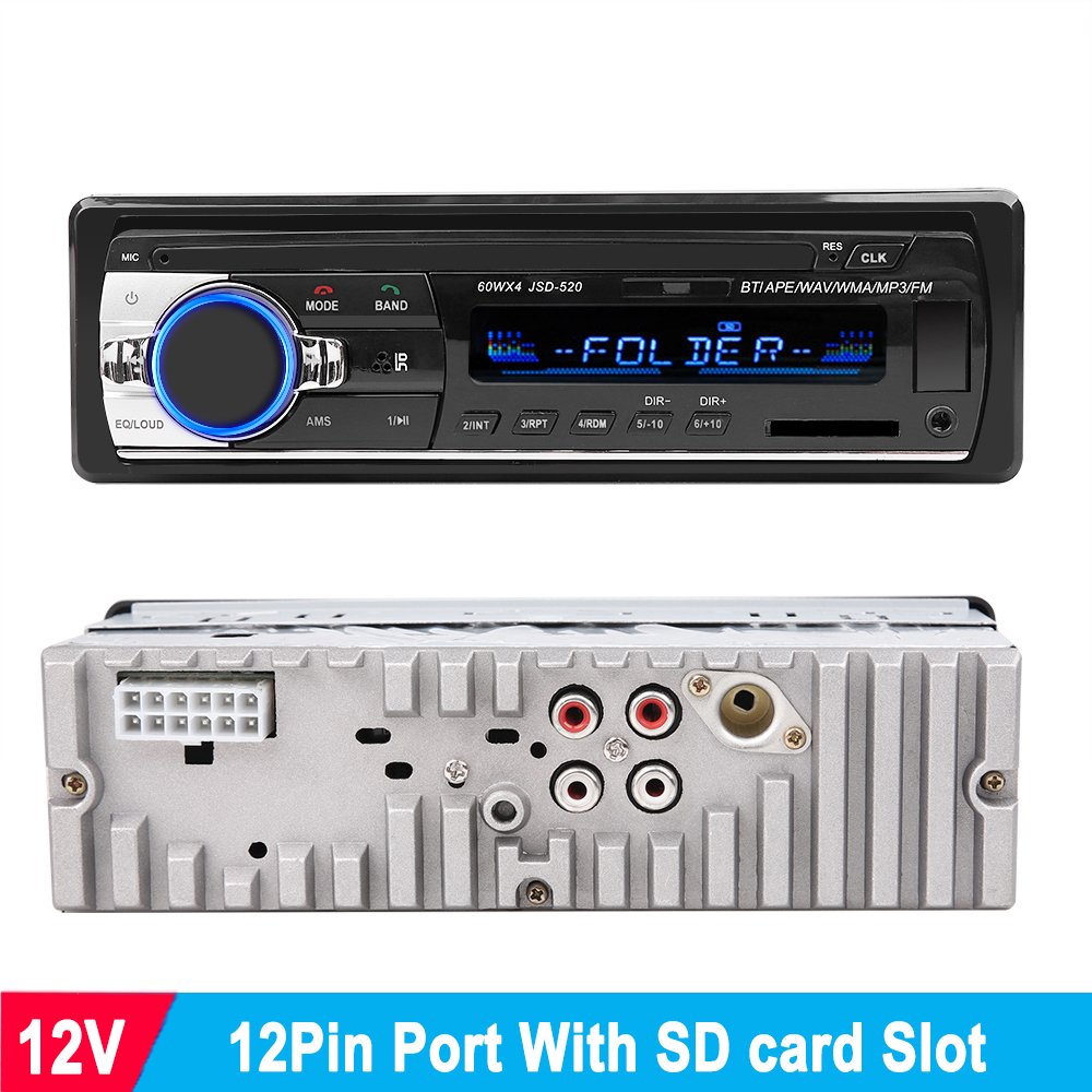 12-24V Autoradio JSD 520 Stereo 1 Lärm Auto Radio Bluetooth Fm Aux Eingang Empfänger Auto Lkw Audio- SD Usb Mp3 Mmc Wma Freisprecheinrichtung: 12Stift Pro SD Karte