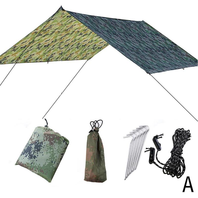 Tourist awning canopy tarpaulin tent shade ultralight garden canopy parasol outdoor camping hammock waterproof camouflage shelter: A