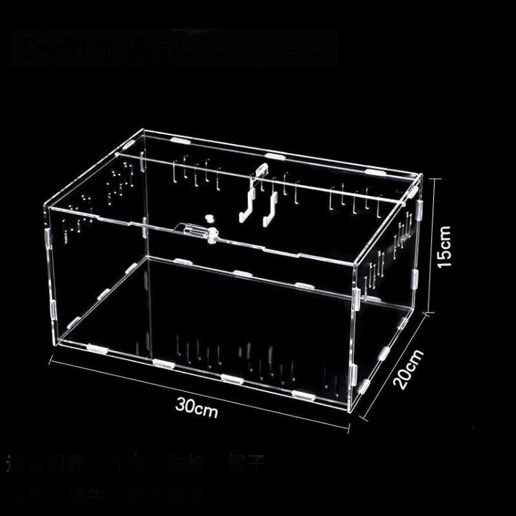 Transparent Acrylic Box Terrarium for Reptile and Amphibian Cricket Turtle Spider Snail Glass Shelter Terarium Terraria Gecko: 302015