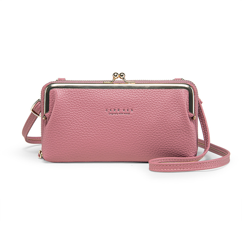 Luxe Vrouwen Tas Zacht Leer Mobiele Telefoon Zak Dames Kleine Schoudertassen Vrouwen Crossbody Messenger Bga Sac Portemonnee Vrouwelijke Bolsa: Dk Pink