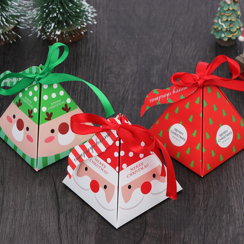 10 Stks/partij Kerstman Kerst Snoep Doos Papier Geschenkdozen Xmas Presenteert Feestartikelen Decoratie Verpakking Chocolate Cookie Box