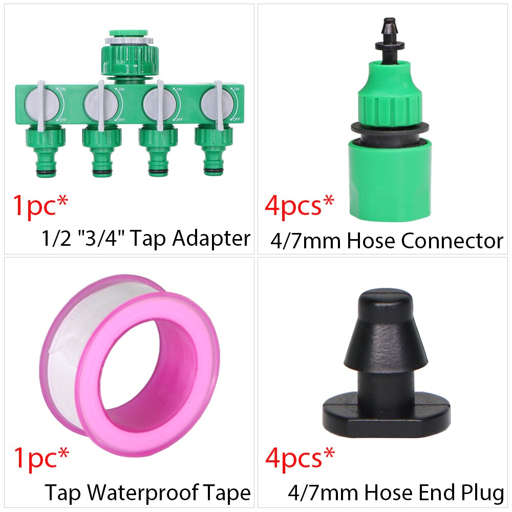 Trädgård droppbevattning vattenkran kopplingssats 1/2 " 3/4 " hangänga nippelskarv 4/7mm slang snabbadapter bevattningsverktyg: J