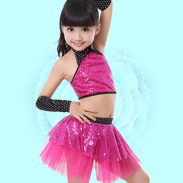Paljett tutu danskjol barn jazzdanskostymer rosa silver: Reste sig / Xxxl