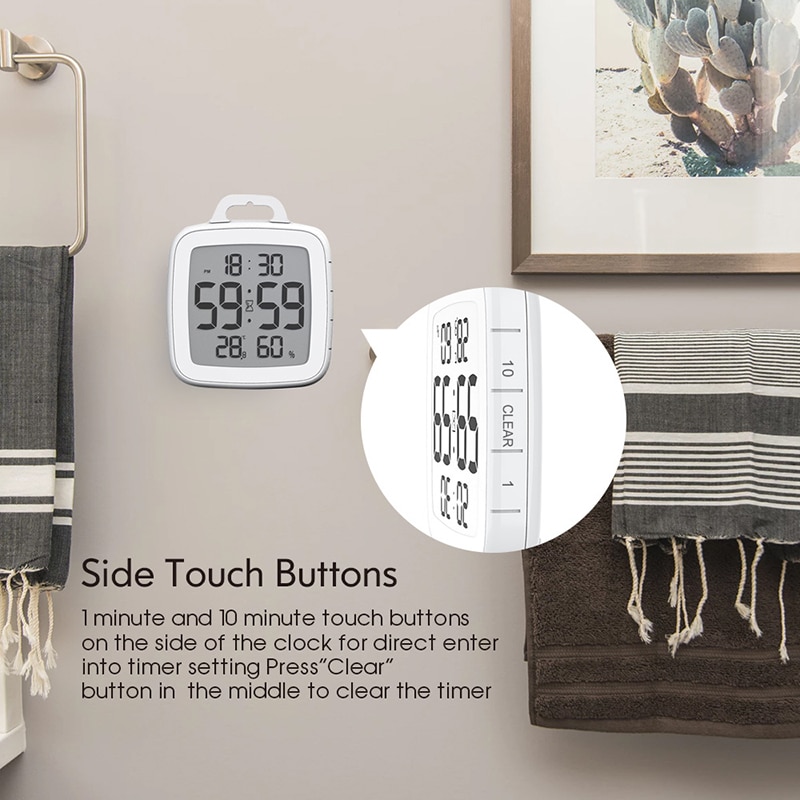 Multifunctional Waterproof Digital Clock LCD Bathroom Wall Clocks Temperature Humidity Countdown Shower Clock Wall Timer Clocks