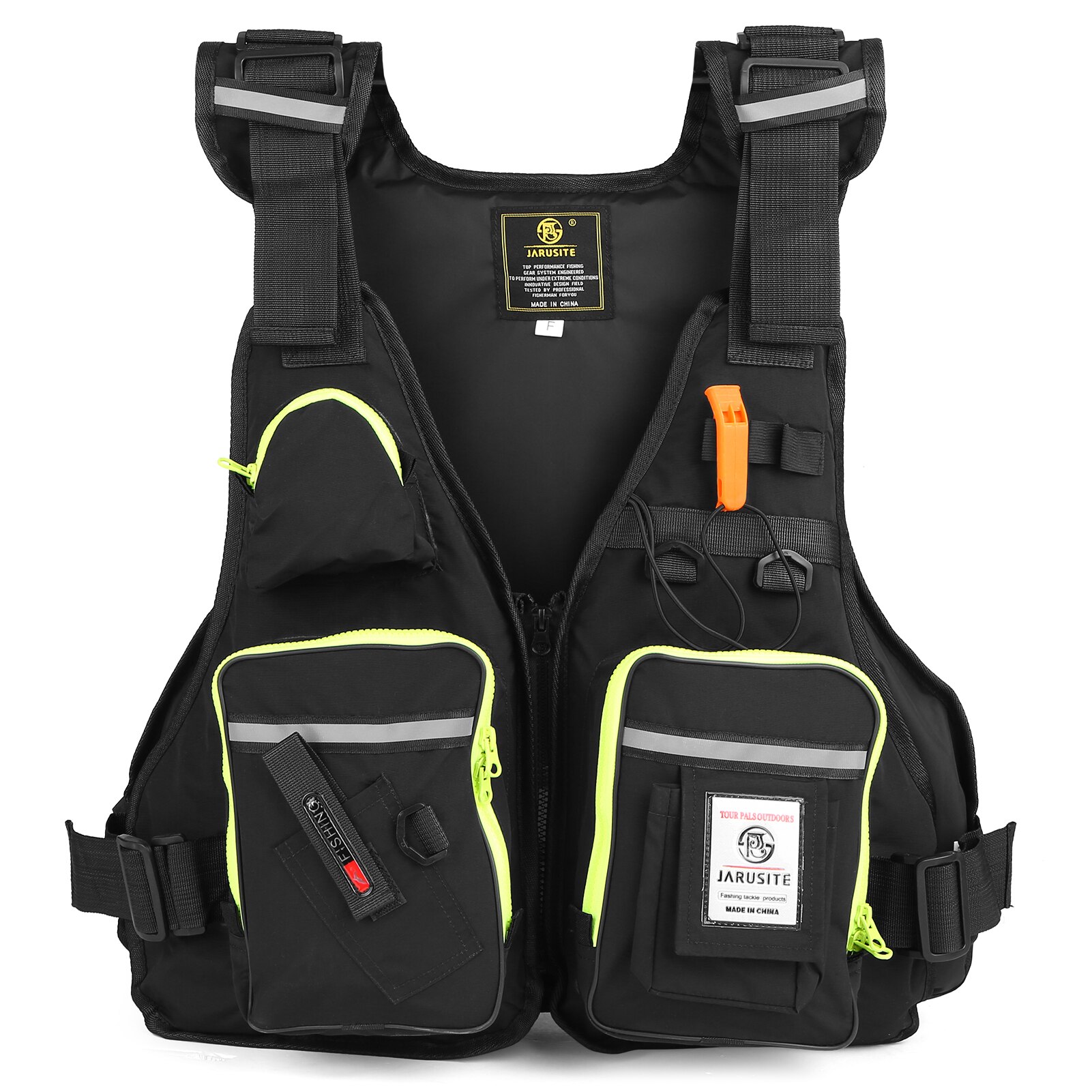 Professionele Vissen Reddingsvest Meerdere Zakken Veiligheid Zwemvest Floatation Vest Volwassenen Drijfvermogen Vest Voor Rescue Drifting: J28  Black