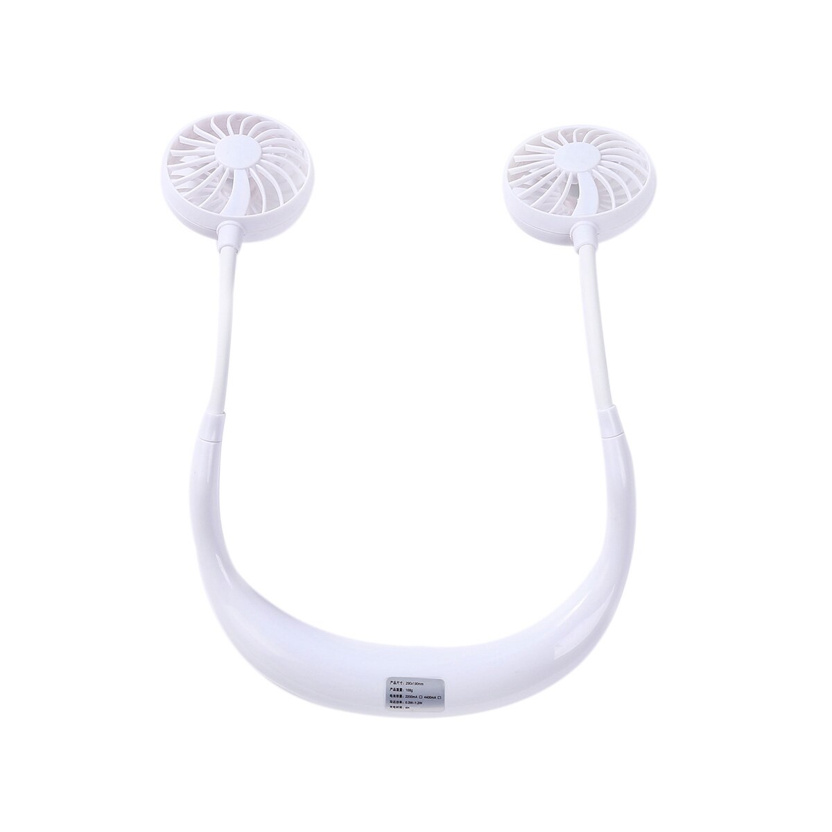 Summer Portable Hands-free Neck Band Hands-Free Hanging USB Rechargeable Dual Fan Mini Air Cooler Outdoor Sports Running: White