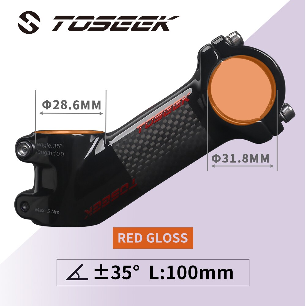 TOSEEK ZF-eins Kohlenstoff Stengel 25/35 Grad Mountainbike Vorbau 31,8mm Lenker Vorbauten 60/70/80/90/100mm Schwarz und verrotten Fahrrad Teile: ZFONE-rot35-100mm