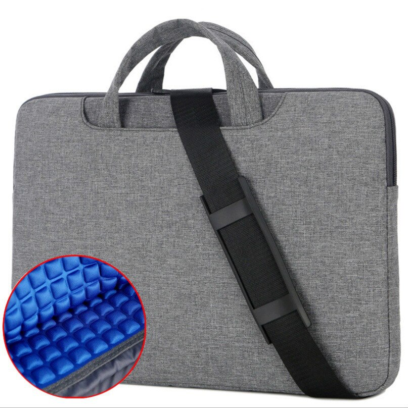 Waterproof Oxford Cloth Solid Shockproof Men's Shoulder Bag Business Tote Portable Men's Laptop Bag: Gray