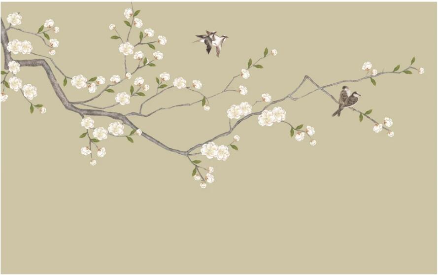 Beibehang Custom wallpaper 3d muurschilderingen Chinese handgeschilderde bloemen en vogels TV achtergrond muur decoratief schilderen behang: A