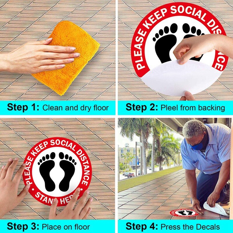 15 Pcs Social Distancing Stickers,Floor Stickers,Keep 2 Metre Distance Social Distancing Sign,11.8Inch