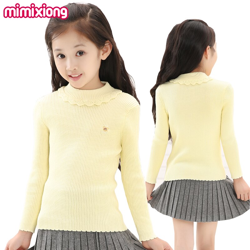 Little Girls Turtlenecks Sweaters Autumn Outwear Cotton Kids Knitted Pullovers Winter Thermal Children Knitwear Coat Full Sleeve
