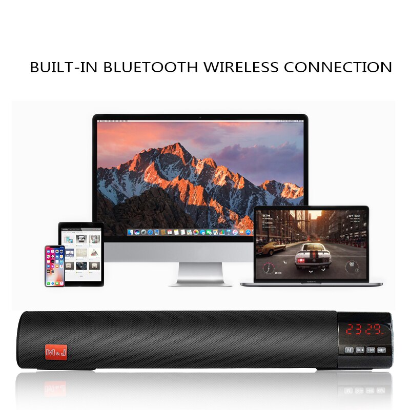 M & J 10W HIFI altavoz inalámbrico portátil con Bluetooth estéreo barra TF USB FM 3D Surround Subwoofer columna para computadora TV teléfono