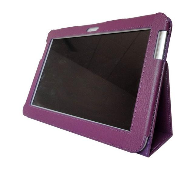 For Samsung Galaxy Note 10.1 GT-N8000 N8010 N8020 Tablet Case Flip Case Cover PU Folio Stand cover PU Leather Case: Purple