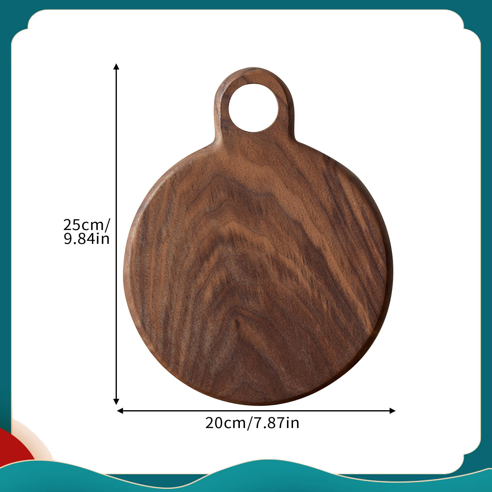 Tabla de cortar de madera tallada, taza de agua y fruta, tabla de cortar de madera, plato de comedor para niños, tabla de cortar, tabla de cortar de carne: Negro