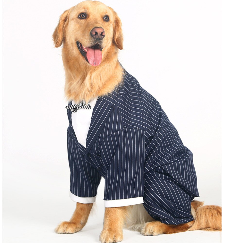 OIMG Gentleman Anzug Hund Hemden + Gestreiften Krawatte Bräutigam Hund Hochzeit Kleidung Für Große Hunde Blusen golden Retriever Labrador: 3XL