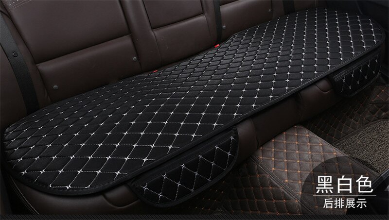 Fundas de lino para asiento de coche, Protector de tela de lino para asiento delantero y trasero, no deslizante, accesorios universales: Black white rear 1pc