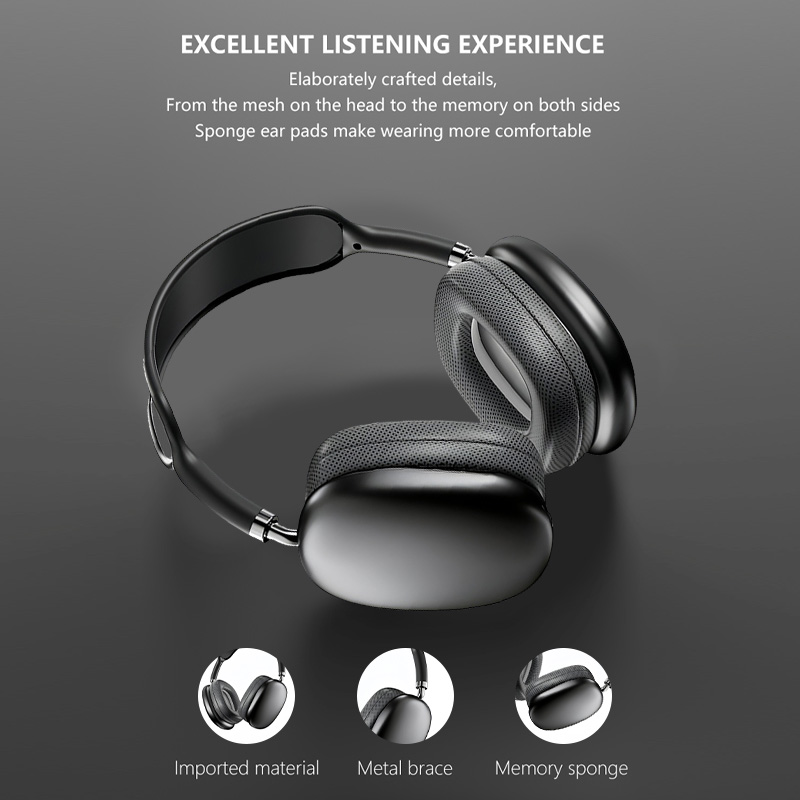 P9 Drahtlose Bluetooth-Kopfhörer mit Mikrofon, Kopfhörer mit Geräuschunterdrückung, Stereo-Klang-Kopfhörer, Sport-Spielen-Kopfhörer, unterstützt TF