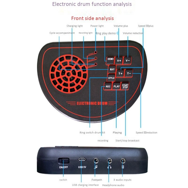 Draagbare Elektronische Roll Up Drum Siliconen Drum Kit Ingebouwde Luidspreker Met Drumstokken Voetpedalen Voor Beginners Kids