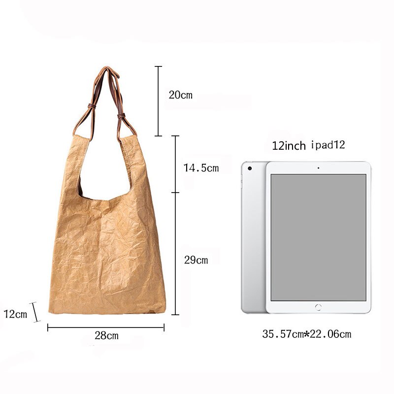 Hylhexyr Weibliche Eimer Geformt Handtaschen khaki Kraft Papier Einkaufstasche Dame Einzelnen Schulter Tragetaschen Für Arbeits Offene