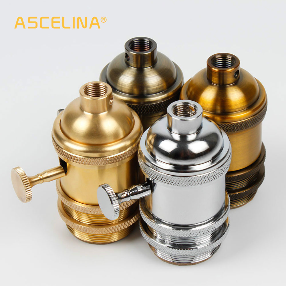 Lampesokkel  e27 industriell lampeholder skrue pæresokkel aluminium retro pendel armaturer luster lampeholdere armatur årgang diy