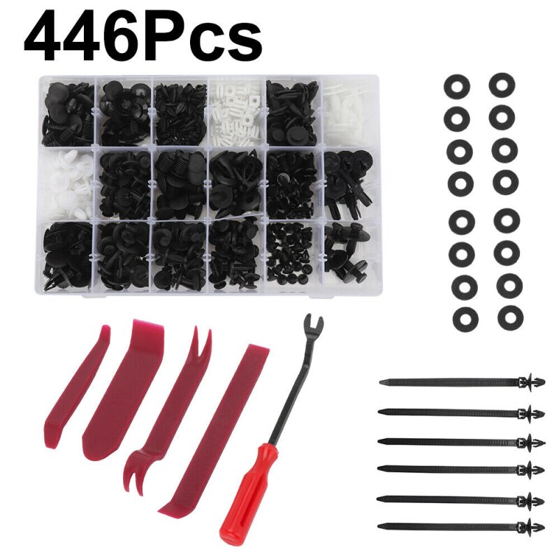 446Pcs Universele Auto Klemmetjes Fasteners Push Trim Clips Pin Klinknagel Bumper Kit Auto Hulpapparatuur Toolbox