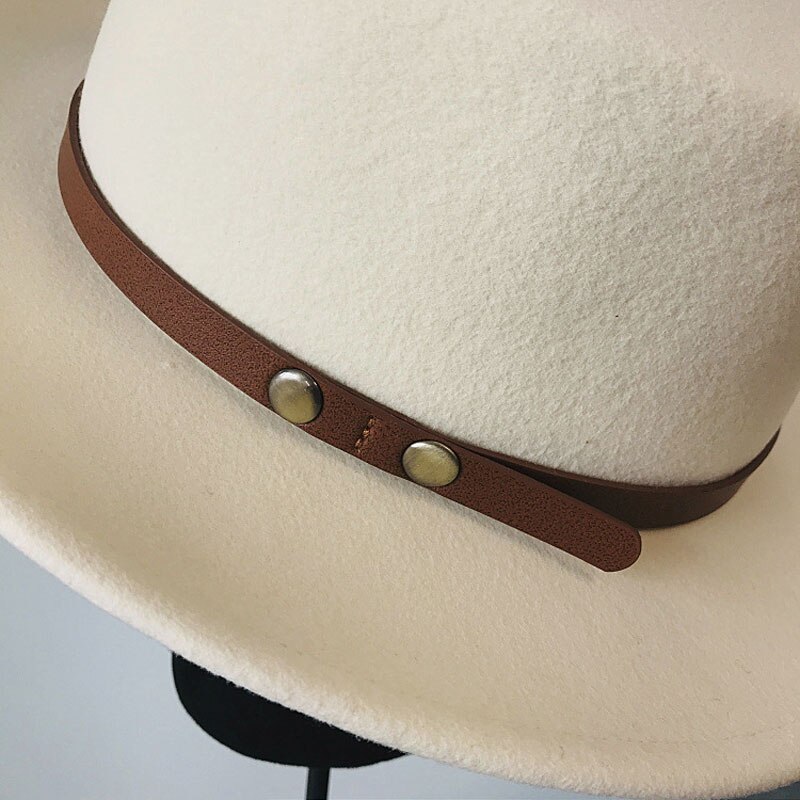 Winter Fahsion Hoeden Voor Vrouwen Fedora Met Riem Rond Wit Zwart Schipper Wol Hoed Porkpie Stijl Verstelbare Tovenaar