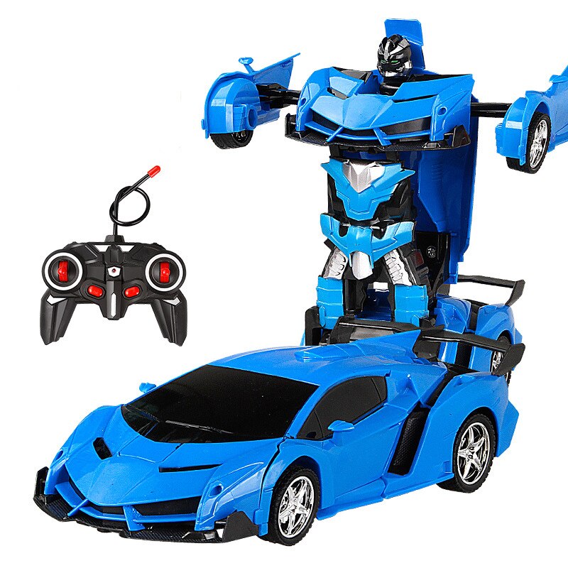 ZK20 Rc Transformator Auto 2 In 1 Auto Sport Rijden Auto 'S Schokbestendig Robot Modellen Afstandsbediening Auto Rc Voor kinderen: RC Blue