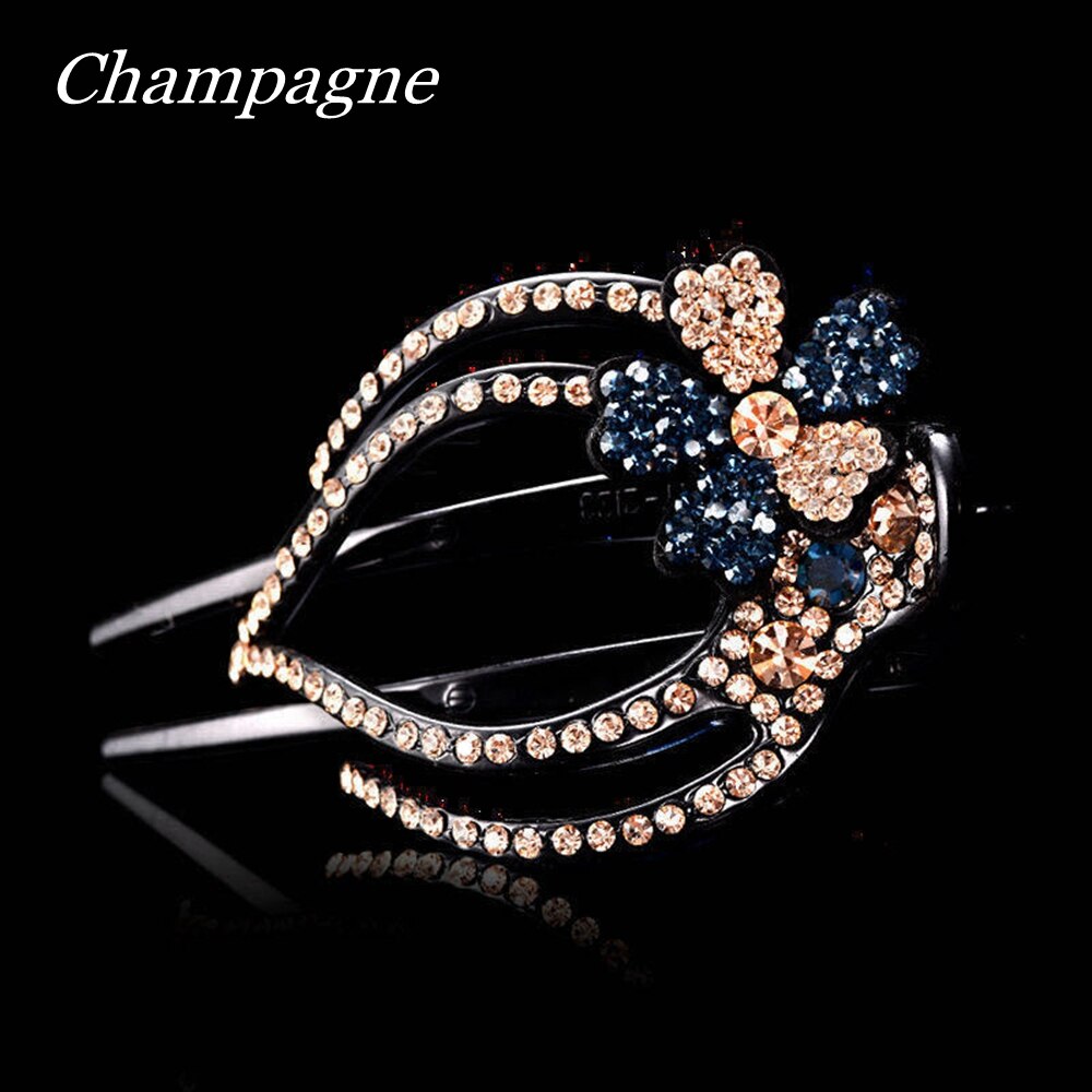 Épingle à cheveux en cristal pour femmes, pince à cheveux en forme de bec de canard avec strass, bijoux de coiffure pour filles, outils de coiffure,: Champagne2
