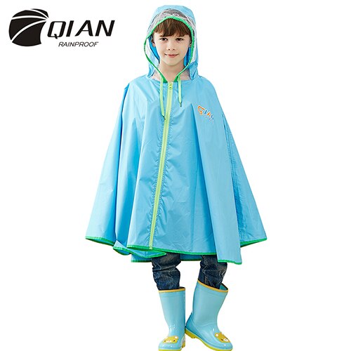 QIAN REGENDICHT freundlicher Regen Mantel Blüte in Regen freundlicher Regenbekleidung PU Beschichtung Regenanzug transparent Großen Krempe Mantel Regenmantel: Blau / L