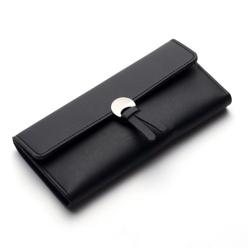 Women's Wallet Leather Long Leisure Wallet for Credit Cards Coin Purse Organizer Clutch Ladies Bag Purses Billeteras Mujer: Black