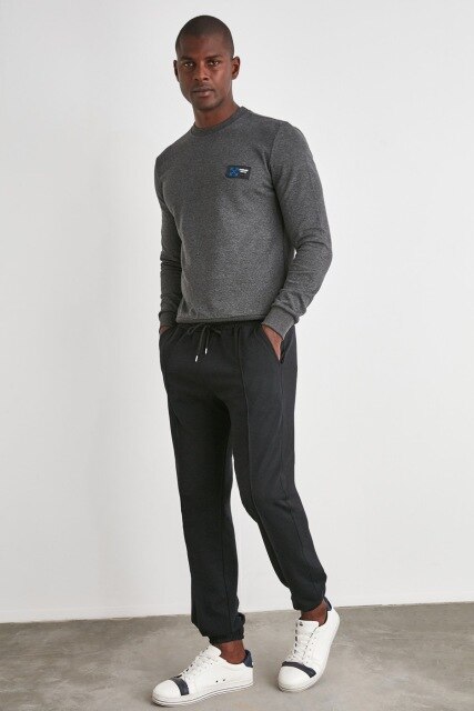 Trendyol Male Sweatpants TMNAW21EA0294: Black / XL